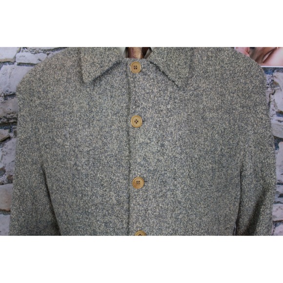 Zanella Made in Italy Grey Boucle Wool Blend Button Front Coat Jacket Mens 46 - Picture 7 of 10